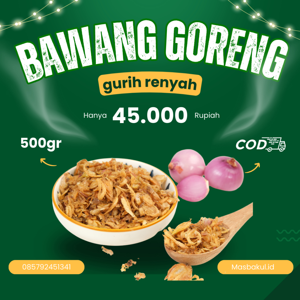 

Bawang Goreng Merah brebes 1kg siap saji c 1000gr