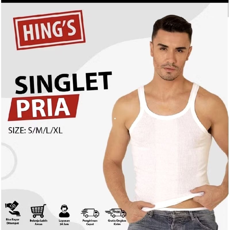 1pc SINGLET PRIA HINGS// KAOS DALAM PRIA MERK HINGS
