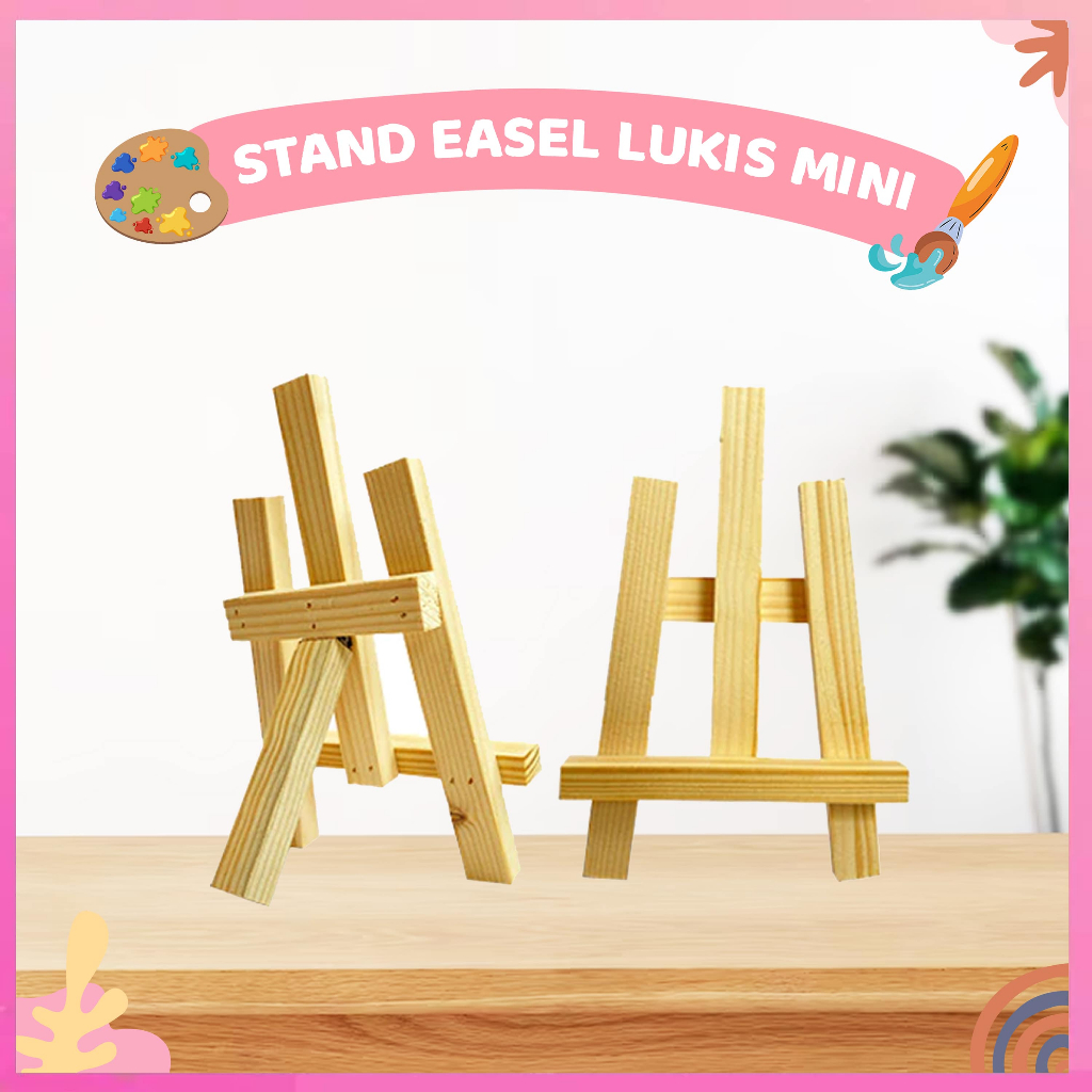 Painting Stand Easel Lukis Mini Kayu Standing Frame Canvas Melukis