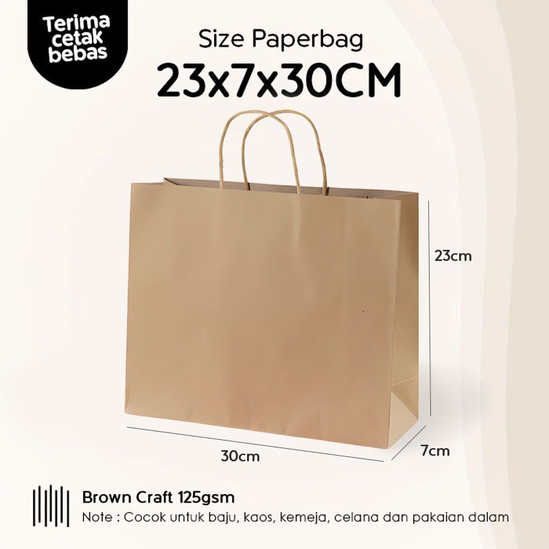 

PROMO (Talikertas) Paper Bag Kado Lanscape 23x7x30 CM / Paperbag Coklat Polos Pack Baju, Celana Kaos