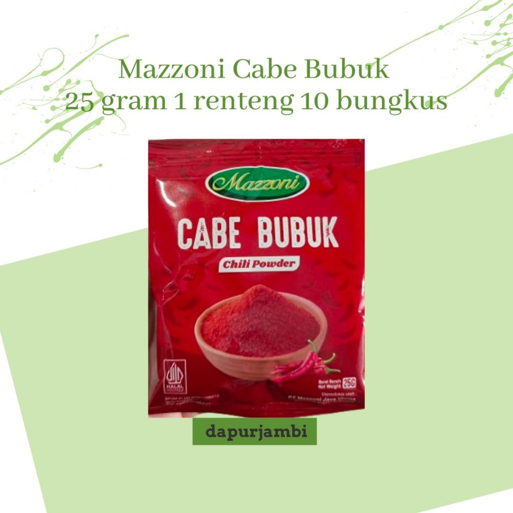 

Mazzoni Cabe Bubuk 25Gram (1 renteng = 10 Bungkus)