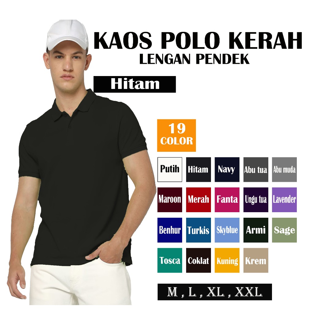 Original Kaos Polo Kerah Polos / Polo Shirt Kerah Pria Lengan Pendek