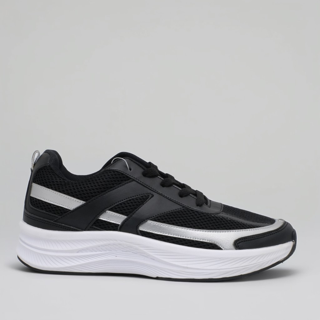 Sepatu Sneakers Sport Casual Pria Zevil Shoes Black Kasual