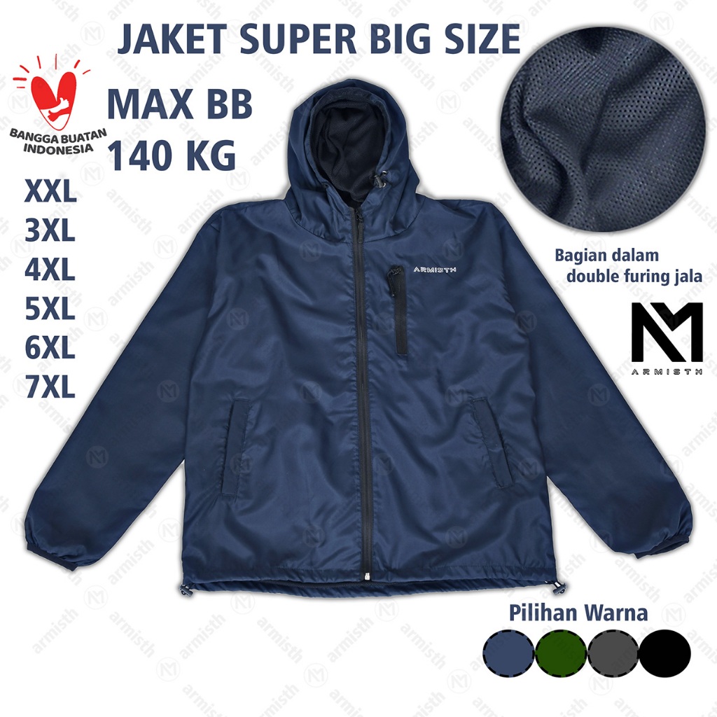Armisth Jaket Parasut Olahraga Super Big Size Premium Outrun / Jacket Jumbo Sport Terbaru