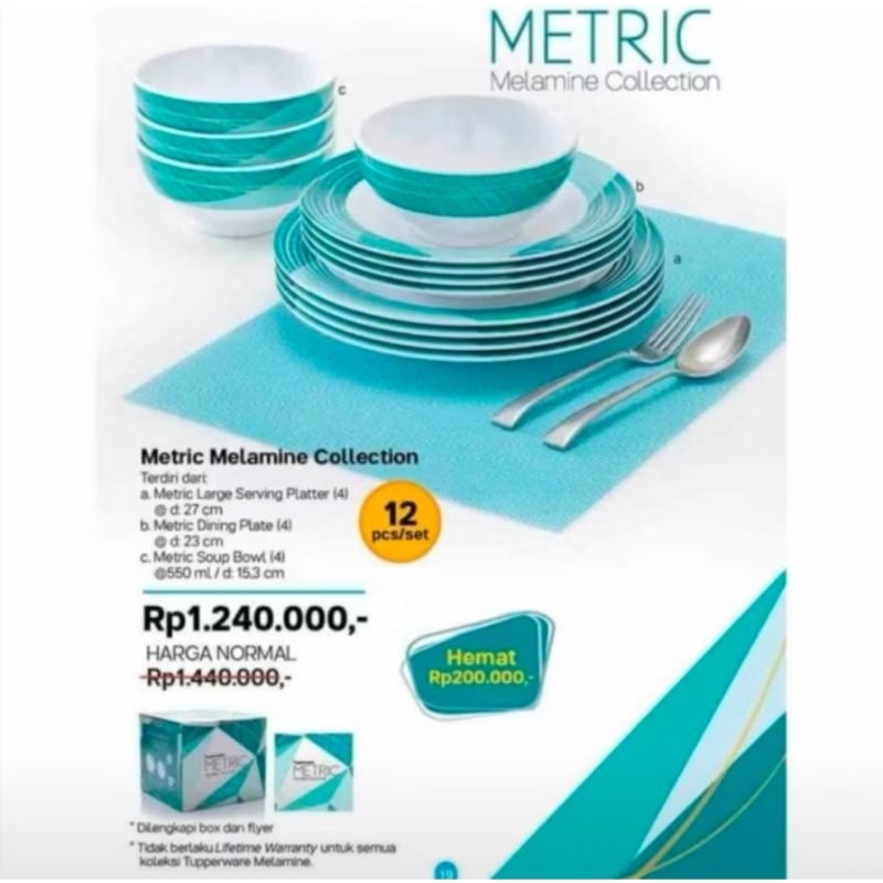Metric melamine collection set tupperware / piring set melamin tupperware