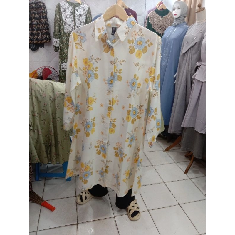 TUNIK KATUN ALL SIZE MOTIF BUNGA-BUNGA