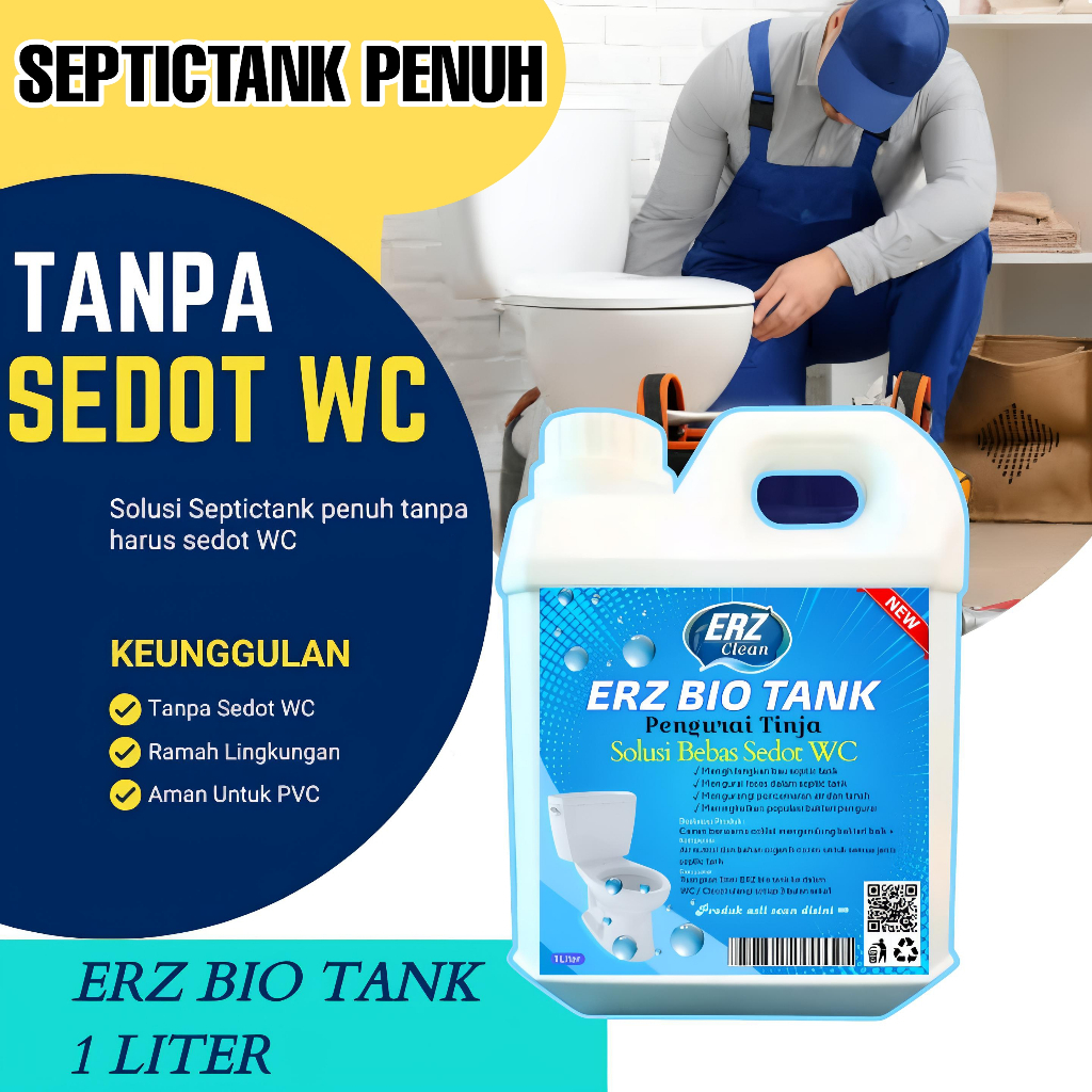 ERZ Clean Bio Tank 1 Liter 500 ML Solusi Septictank WC Penuh Tanpa Sedot Pengurai Bakteri Penghilang