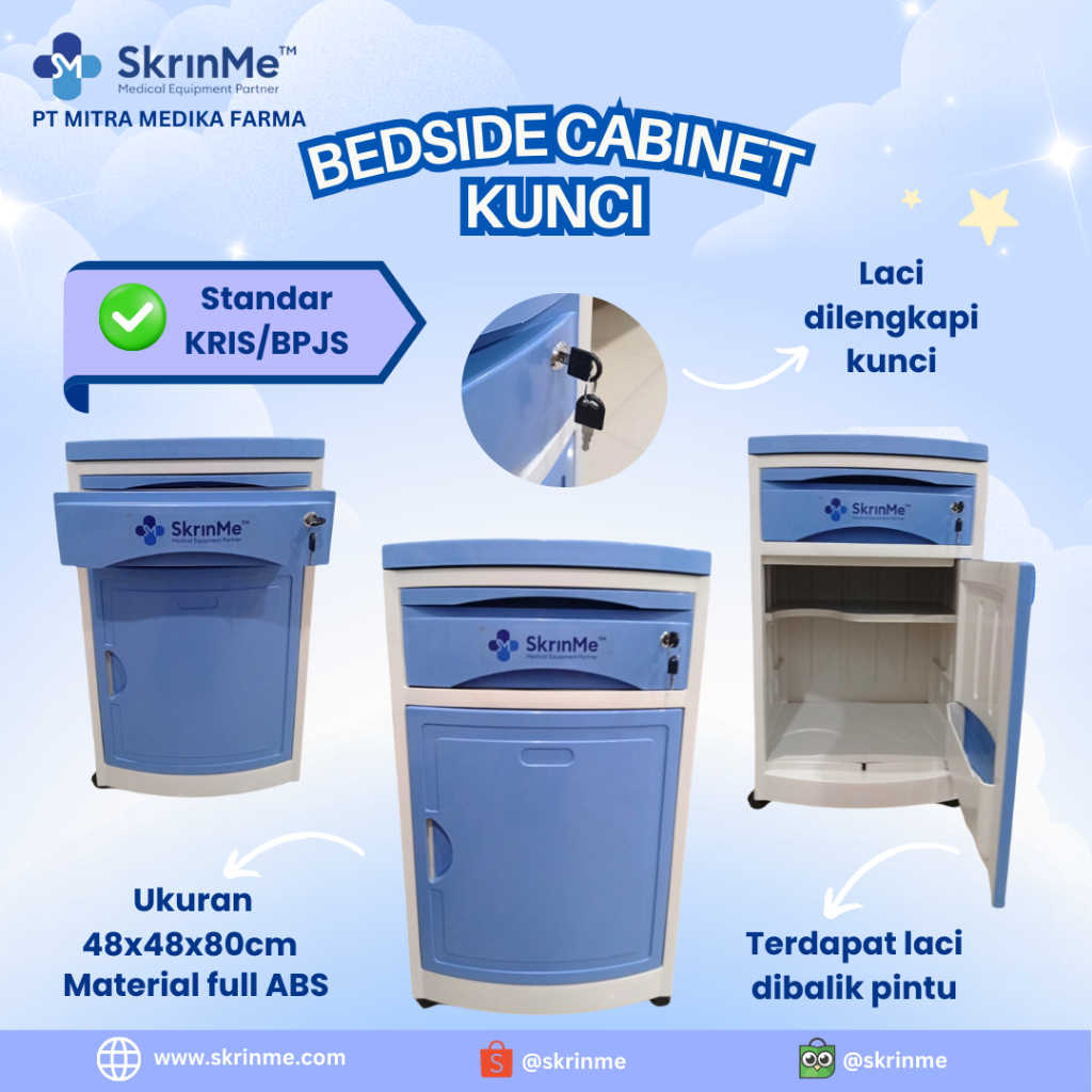 SkrinMe Bedside Cabinet With Keys - Bedside Cabinet Kunci