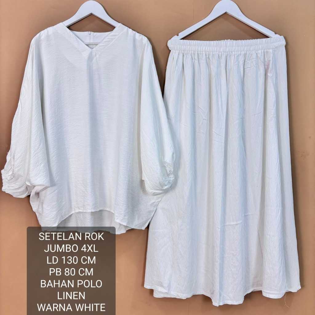 Setelan Rok Jumbo Wanita Ld 130 Cm Model Polos Kekinian