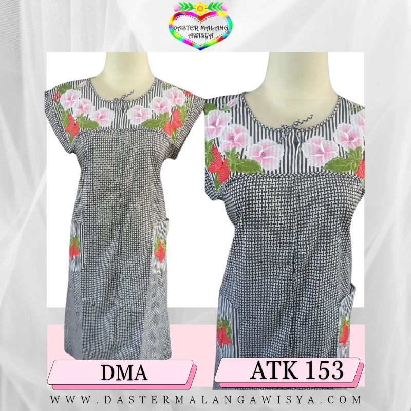 ATK 153 S M L XL XXL - Daster Katun Bordir Malang Awisya Tangan Kecil