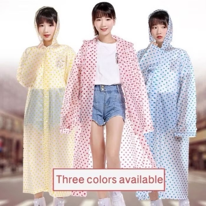 Jas hujan Travel Terusan Wanita & Pria Mantel Atasan Polkadot Motif
