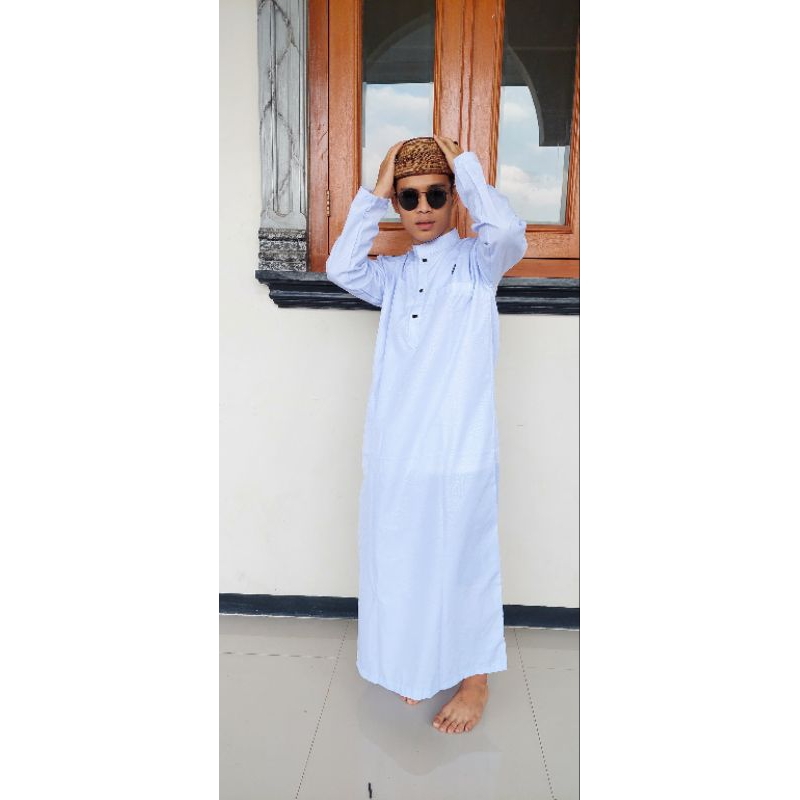 jubah gamis pria putih katun embos original