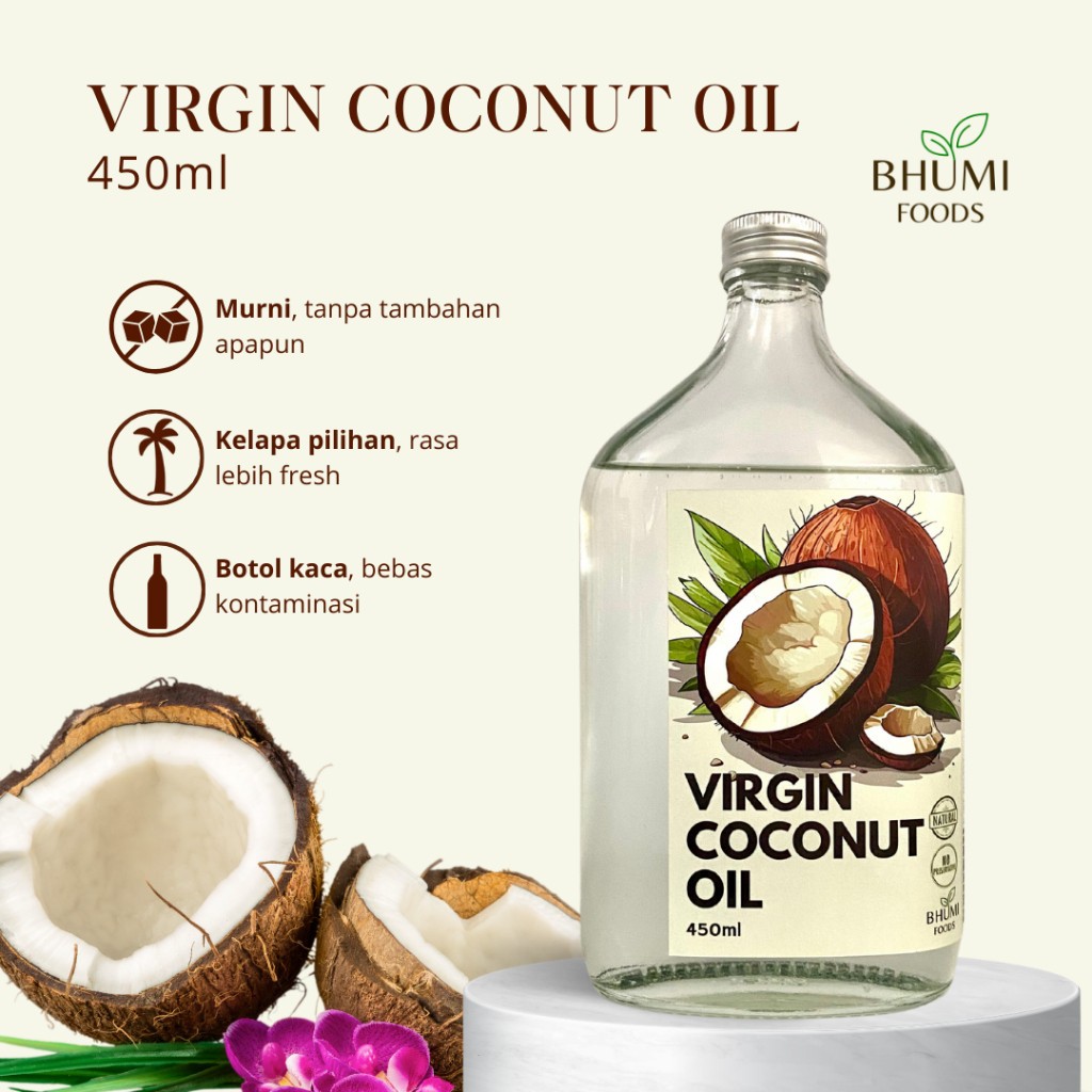 

Minyak Kelapa Murni Virgin Coconut Oil Cold Pressed Dari Kelapa Segar 450ml