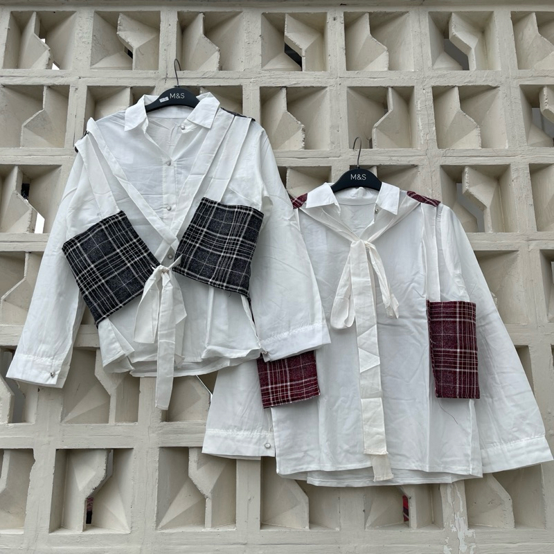 Kemeja 2in1 vest wanita premium