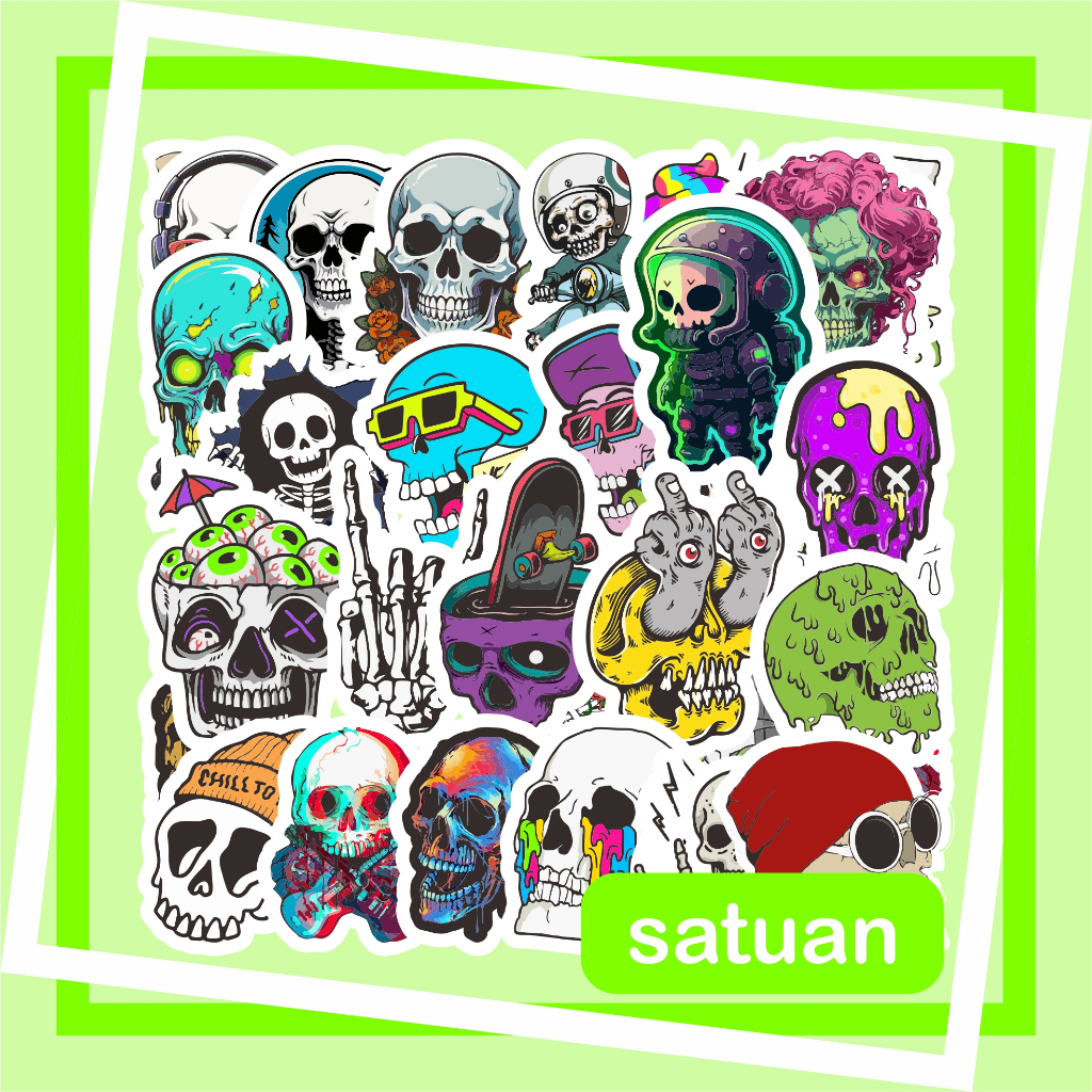

(1 pc) Stiker Tengkorak | Sticker skull skeleton Laptop Hp mobil helm motor waterproof anti air