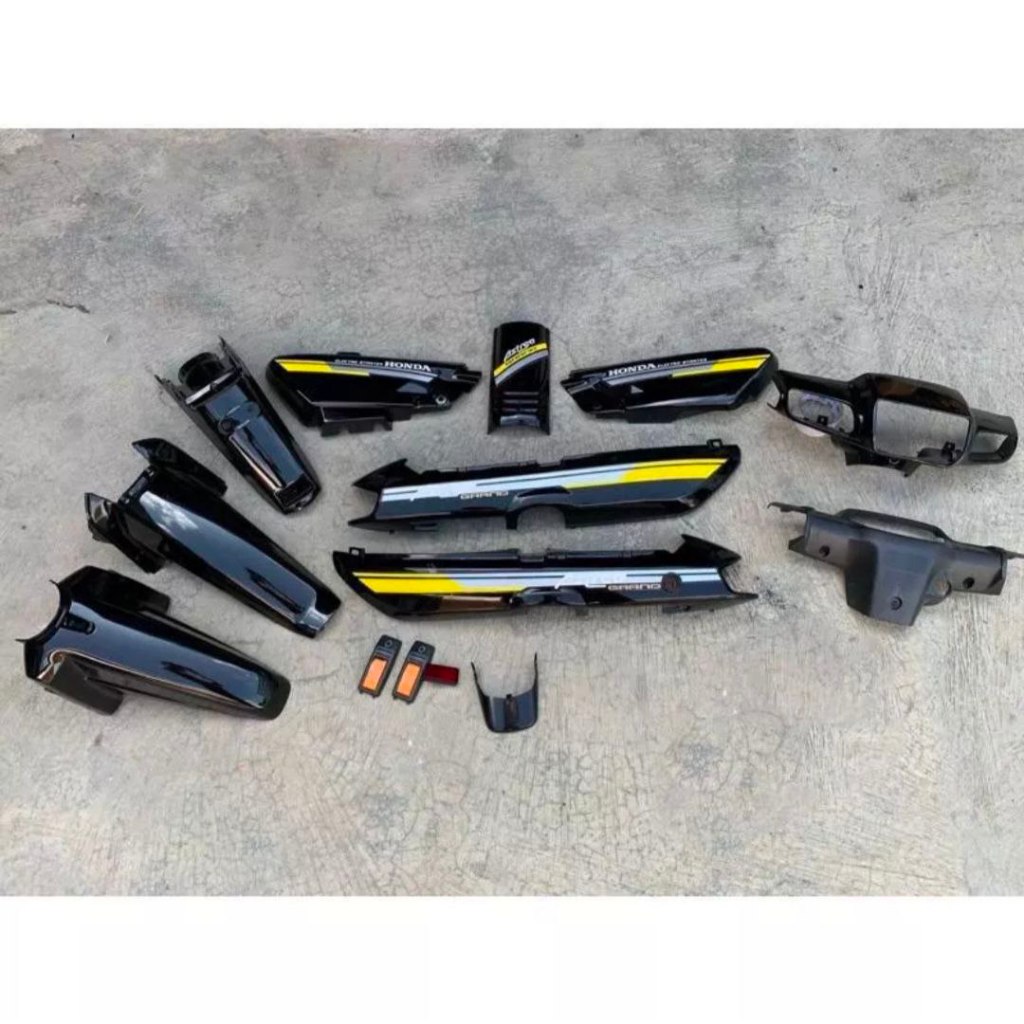 cover body fullset honda astrea grand bulus kuning silver