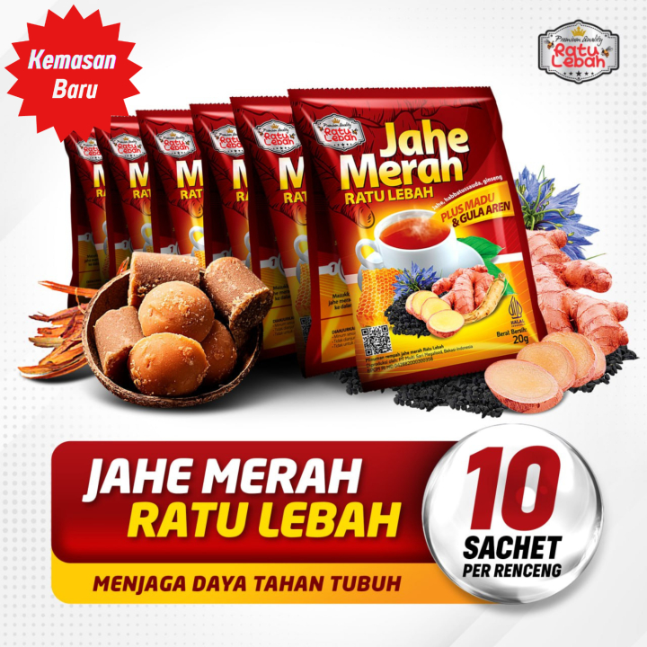 

PROMO!!!Jahe Merah Super Ratu Lebah plus Madu dan Gula Aren Harga [Per RENCENG isi 10 sachet]