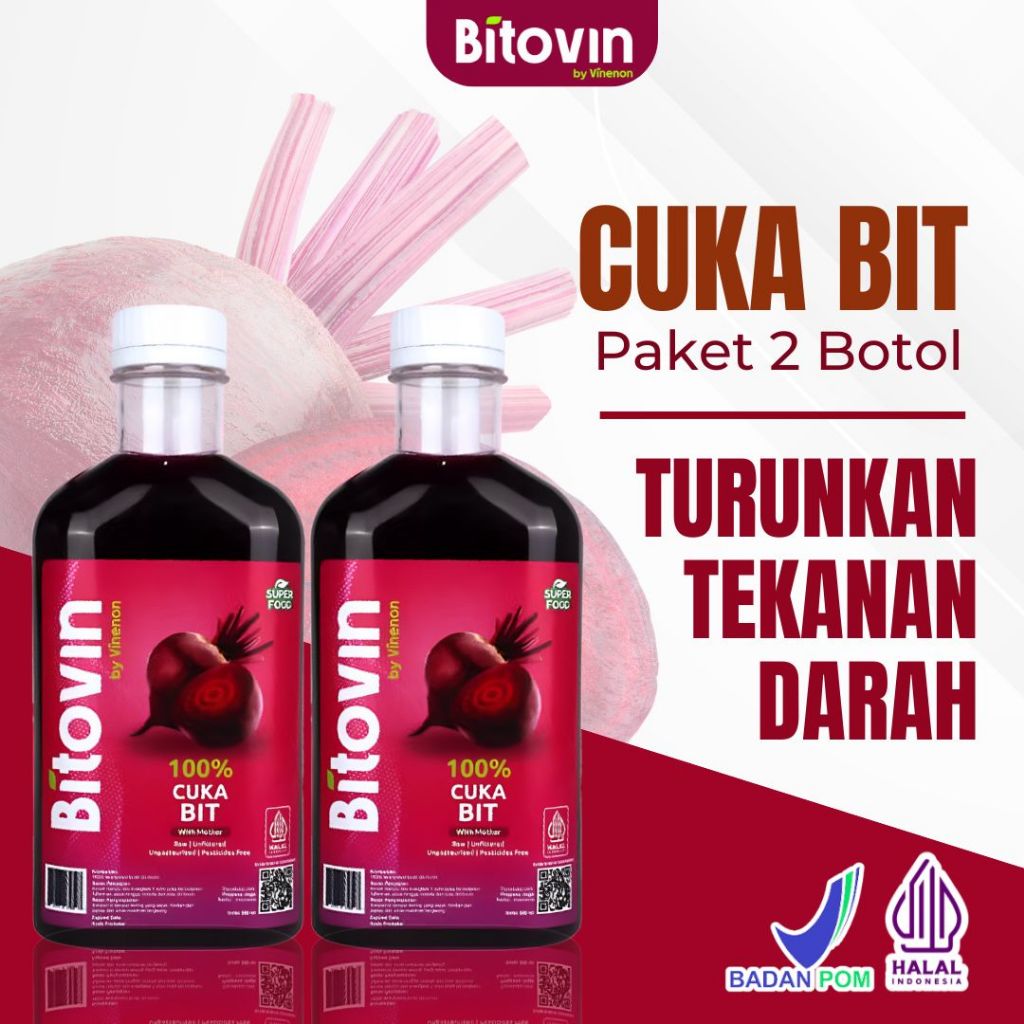 

PAKET 2 BOTOL BITOVIN Cuka Buah Bit - Untuk Penambah Darah/Atasi Resiko Jantung/Hipertensi