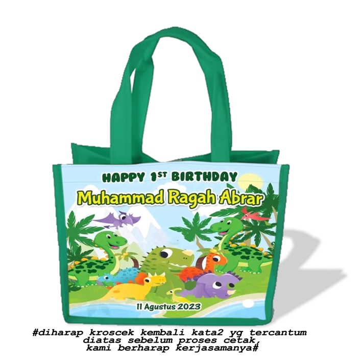 

Tas Goodie Bag Custom, ULANG TAHUN Berbagai Gambar, Foto, Tulisan, Nama, Warna dan Lainnya Terlaris & Termurah Sesuai Request, untuk Souvenir Ultah
