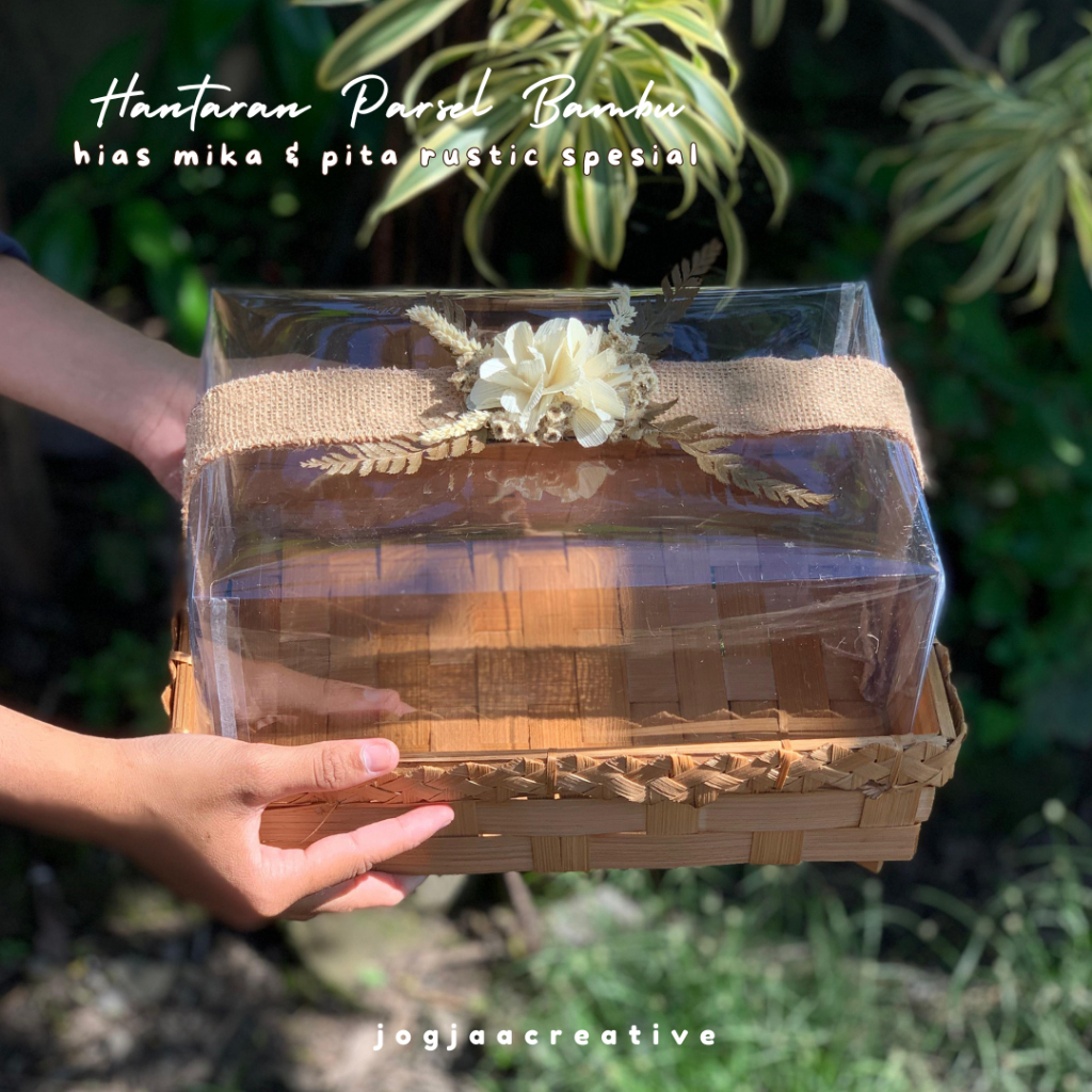 

Wadah Hantaran Parsel Bambu Hias Mika dan Pita Rustic | box mika | box hantaran bambu | wadah jenang unik | tempat wajik/HANTARAN BAMBU PREMIUM/ Box Hantaran Unik Box Hantaran Murah