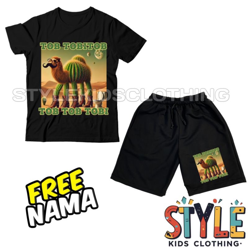 BISA COD Setelan Kaos Anak Celana Anak Anomali Tob Tobitob Tob Tob Tobi Free Nama T-shirt Baju Anak 