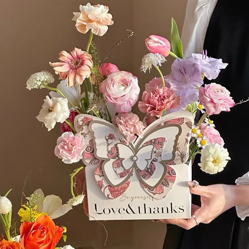 

LUNA - flower box kotak bunga motif kupu kupu love and thanks