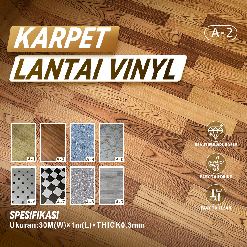 KARPET LANTAI VINYL gulungan/karpet lantai aesthetic/TEBAL0.3mm Plastik 30m*1m