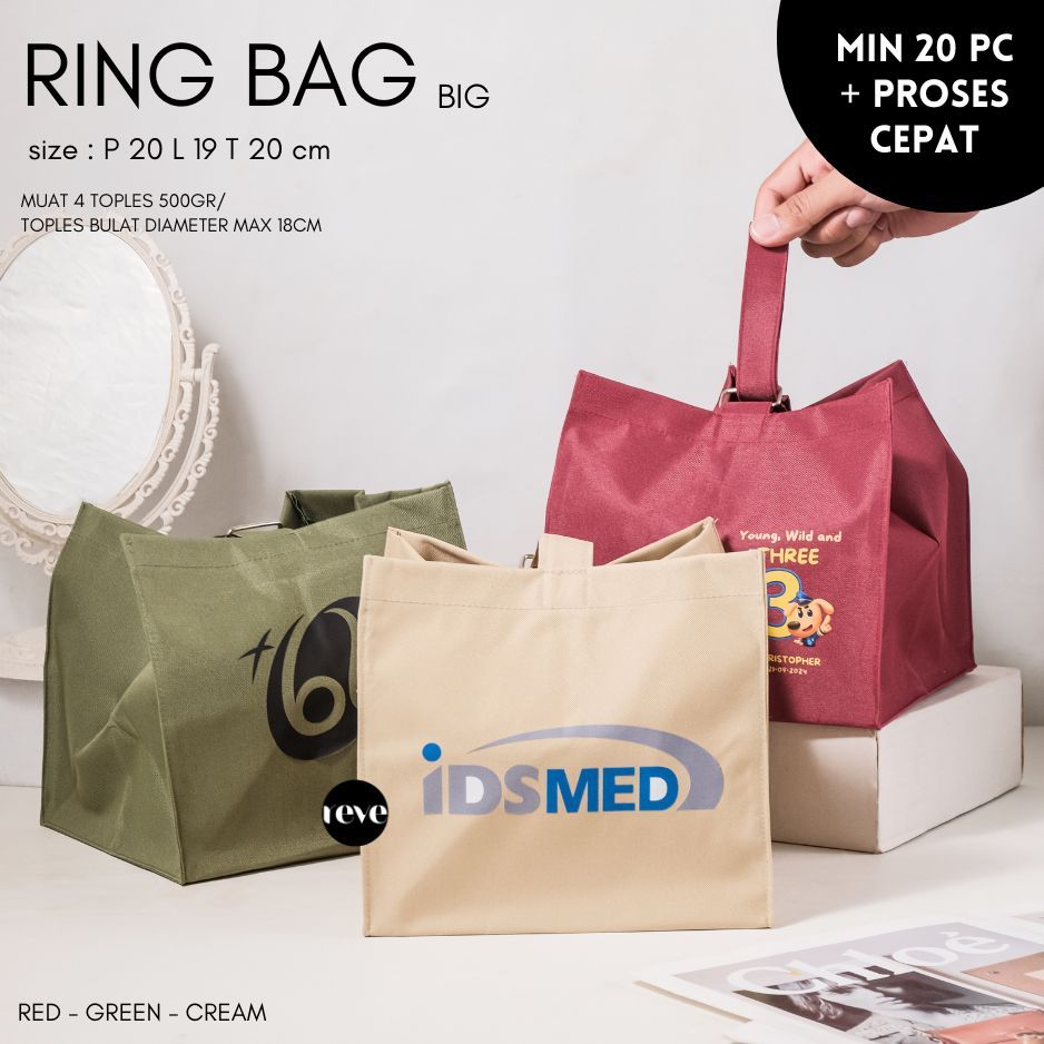 

RING bag SMALL & BIG custom sablon goodie bag hampers ulang tahun bridesmaid wedding nikahan souvenir birthday