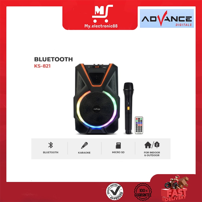 Speaker Portable Aktif ADVANCE / Speaker KS-821 Bluetooth 8 Inch