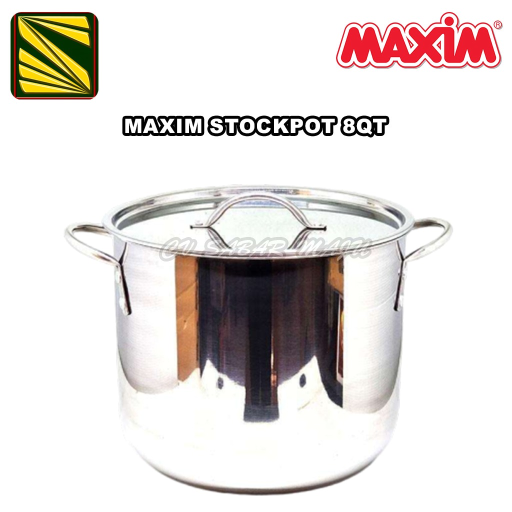 MURAH MAXIM STOCK POT 8 QT, PANCI REBUS MAXIM, PANCI STAINLESS STEEL