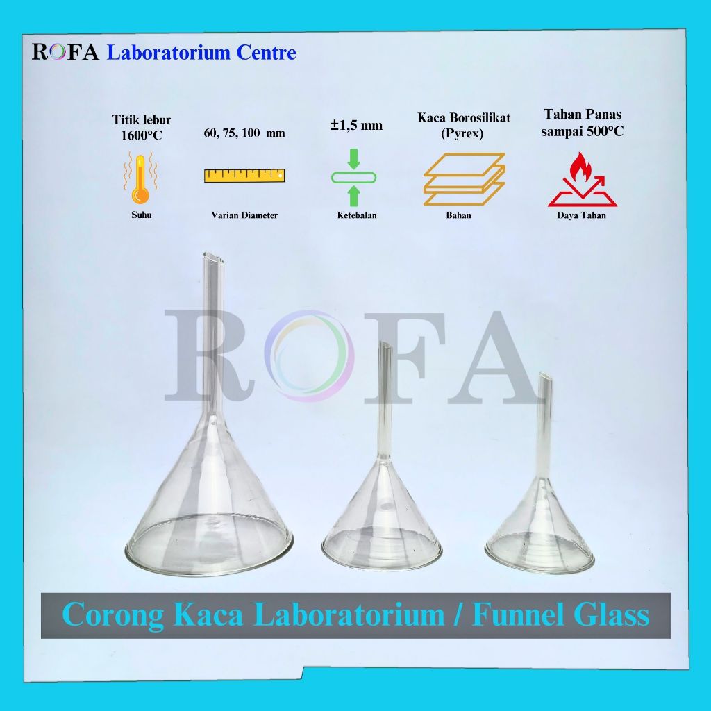 Corong Kaca / Corong Pyrex / Corong Laboratorium / Funnel Glass / Corong Gelas / Corong Kimia