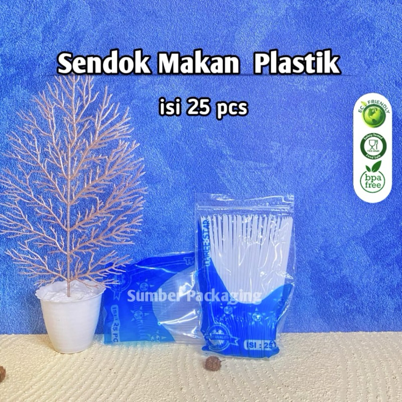 (ISI 25PCS) Sendok Makan Plastik Premium  | Sendok Plastik makan Tebal