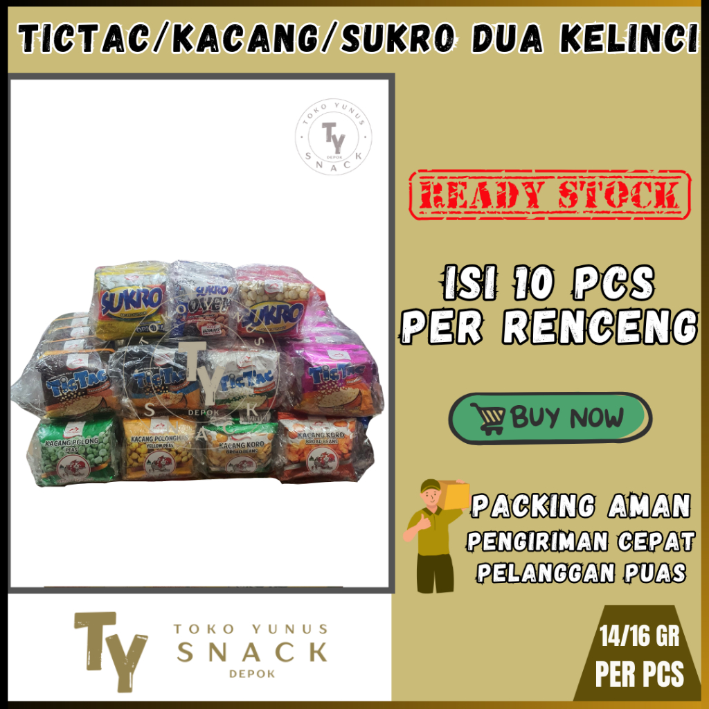 

TICTAC / KACANG POLONG / SUKRO DUA KELINCI 1 PACK ISI 10