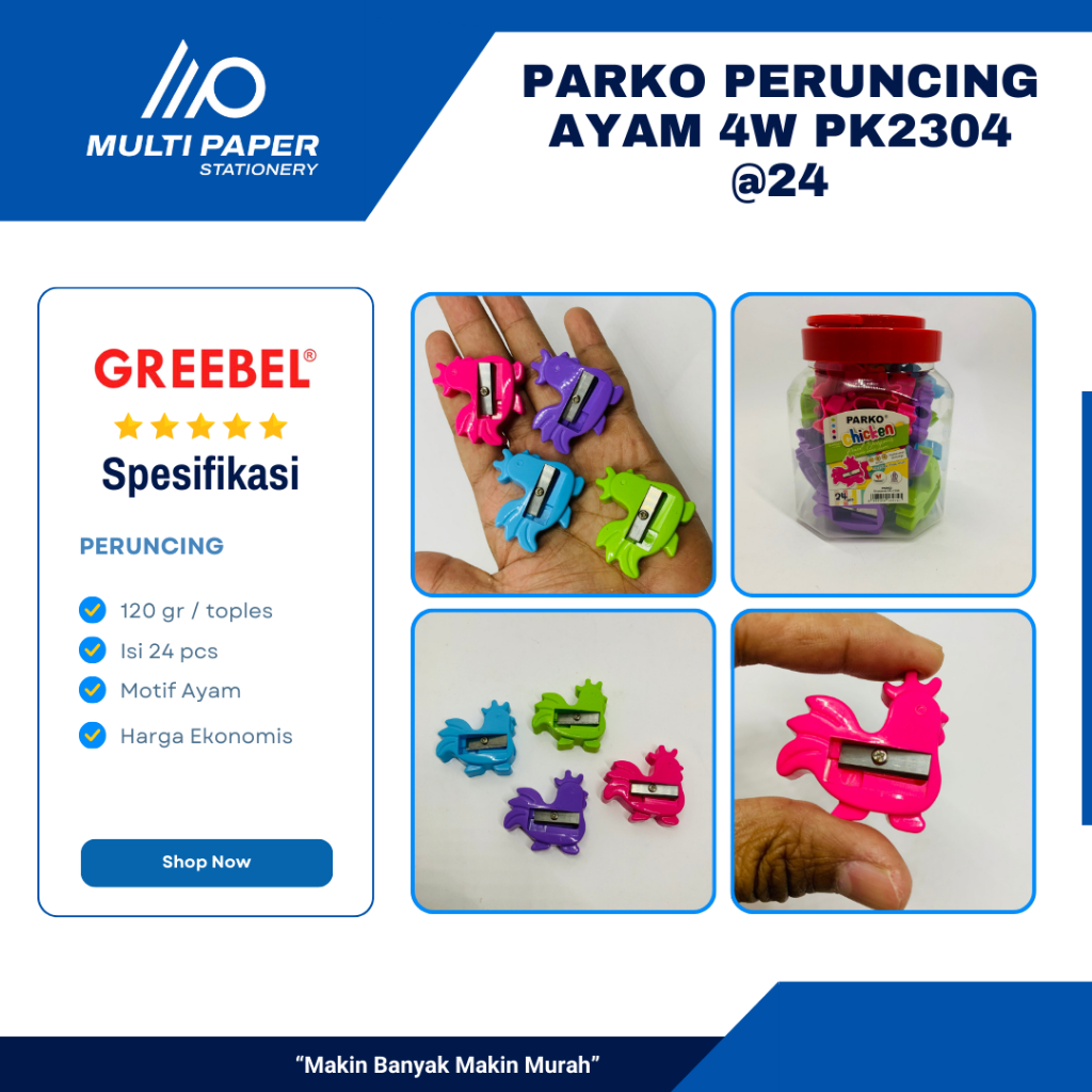 

Parko Peruncing Rautan Sharpener Ayam PK2304 Per Toples