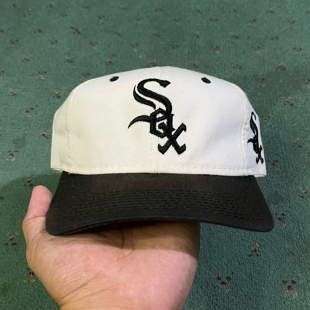Chicago White Sox Hat Block Head Youngan The G Cap Snapback White Black Baseball Vintage