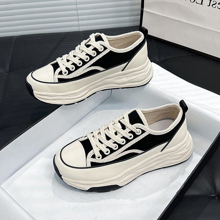 Sepatu Sneakers Kanvas Wanita Hak Tinggi Import Korea Jeunji Series DF53