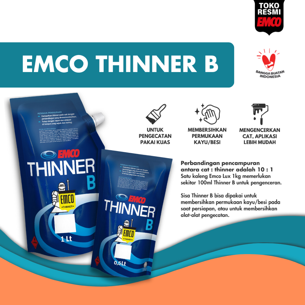 EMCO Thinner B untuk Cat Kayu Besi Thiner Tinner Tiner Pengencer Cat