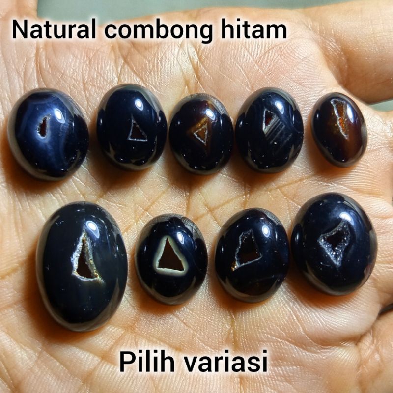 Batu combong/batu akik combong hitam/ batu combong sulaiman hitam natural