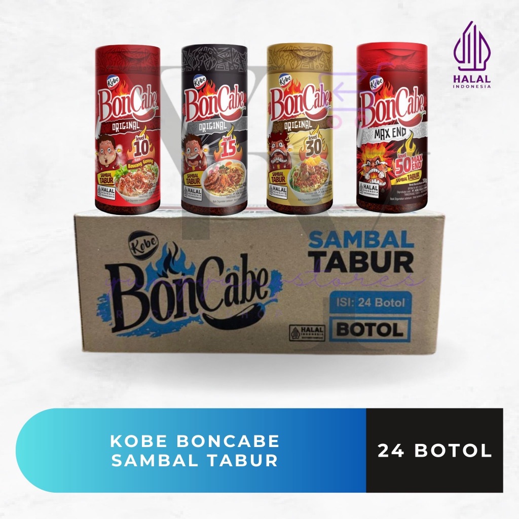 

1 Dus Isi 24 Botol Kobe Boncabe Sambal Tabur Original Botol Level 10 / 15 / 30 / 50 Max End