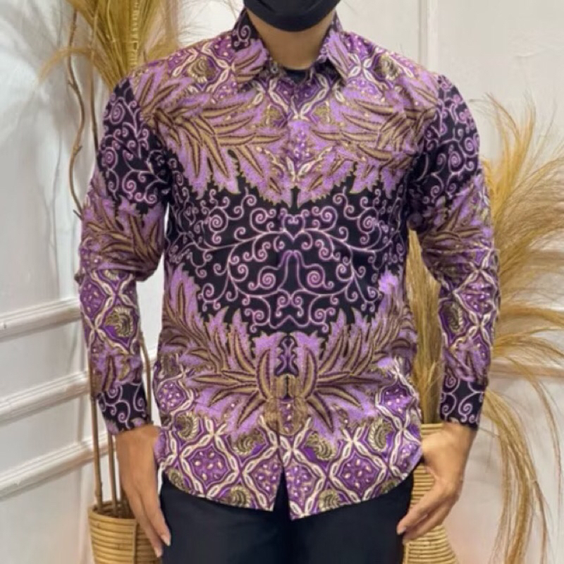 BATIK ABDI NEGARA UNGU slimfit kemeja batik pria lengan panjang pendek bahan katun prima premium bat