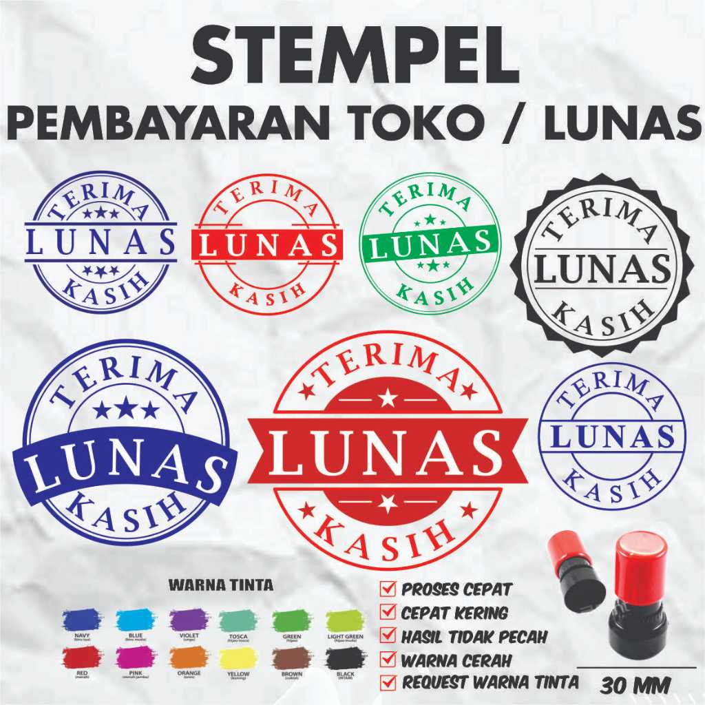 Stempel Toko Stempel Pembayaran Lunas Cap Stempel Toko Bulat 3 cm
