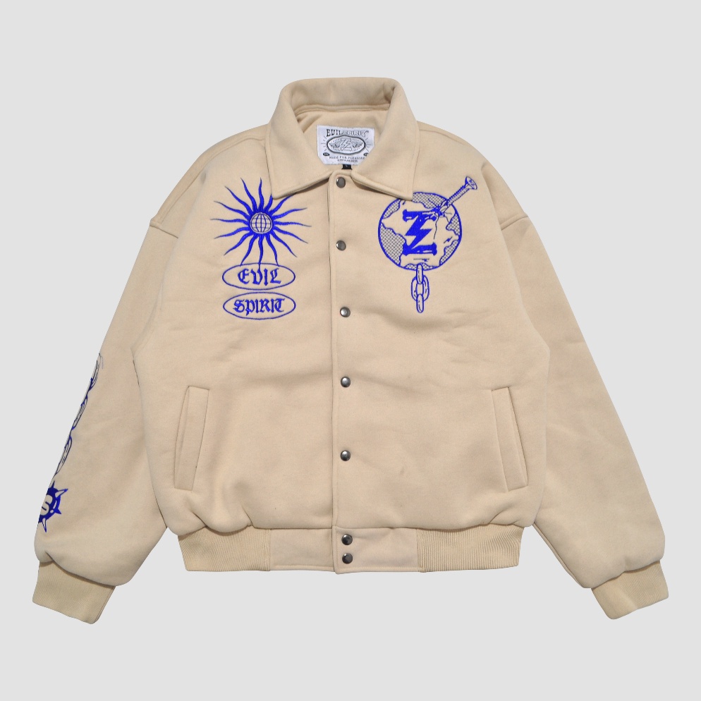 Paling Sesuai EVILSPIRIT VARSITY JACKET  HAZEL CREAM UNISEX