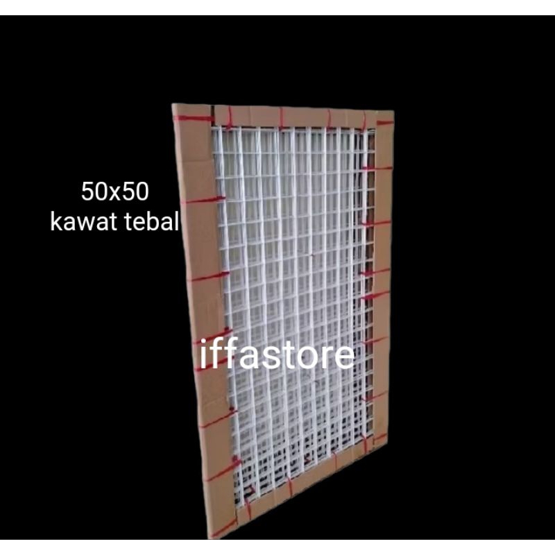 Jaring ram kawat dingding aksesoris display gantung ukuran 50x50 besi tebal(anti karat)