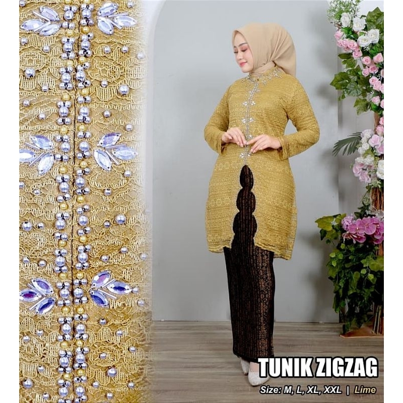 Stelan Kebaya Tunik zigzag Lesti Sparkling Original Butik