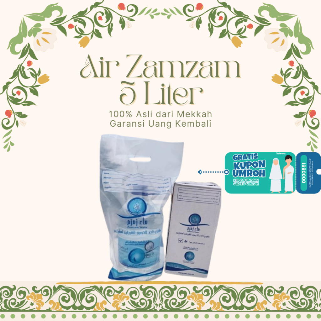 

Zam-Zam Murni 5 Liter Kemasan Botol || Pure Zam-Zam Water Galon 5L