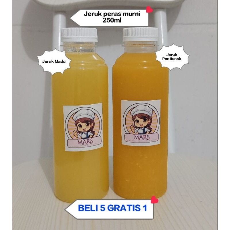 

( beli 5 gratis 1)Jus jeruk peras murni 250ml