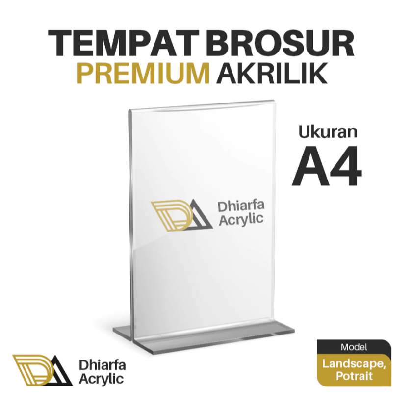 

Tempat brosur Akrilik A4 2mm / Tent card akrilik/Tent Holder akrilik bahan 2mm