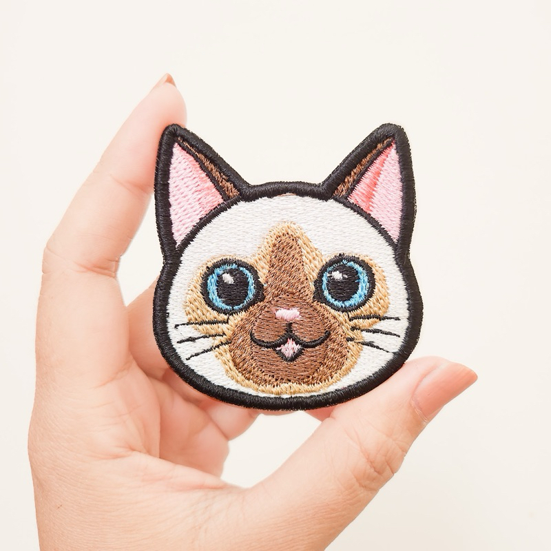 PATCH BORDIR CAT LOVER / BADGE BORDIR HIMA.LAYAN CAT FACE / KUCING IRON PATCH