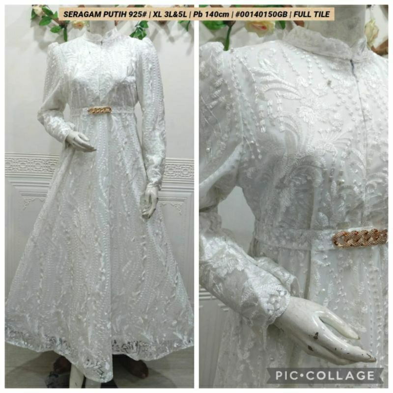 gamis brokat putih premium