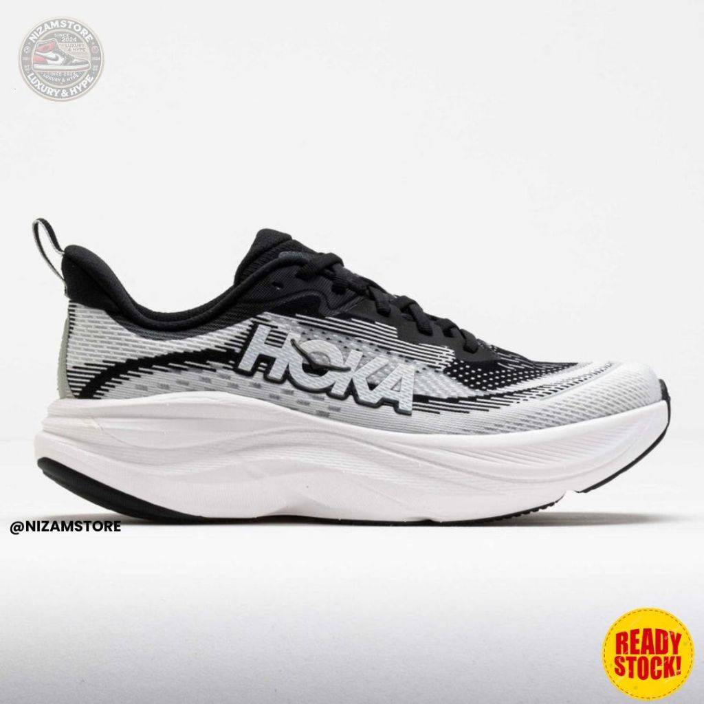 Sepatu Hoka One One Skyflow / White / Black / Running / Men's